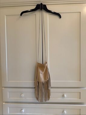 Fringe Crossbody Bag in Metallic Beige - Stylish Shoulder Bag